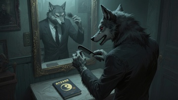 狼人镜前梳毛，西装革履