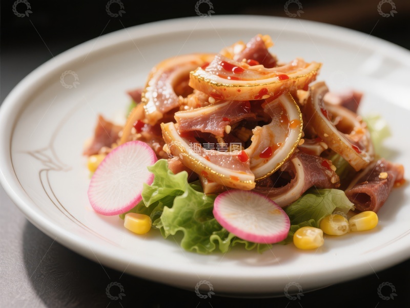 高清大图下载【趣麦麦图】麻辣牛肚配生菜沙拉