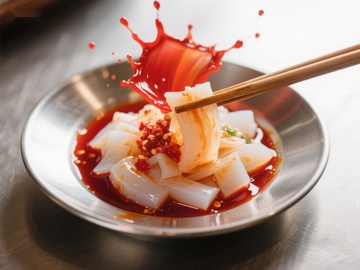 辣酱飞溅的凉粉美食