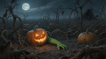 月夜南瓜地，诡异笑脸与手臂