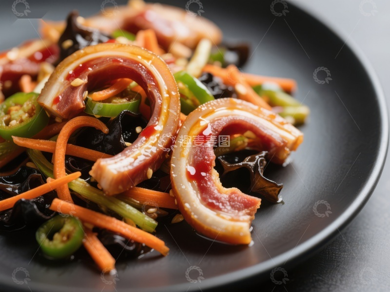 高清大图下载【趣麦麦图】美味炒猪肚配蔬菜