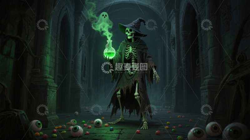 高清大图下载【趣麦麦图】幽灵巫师手持发光药瓶