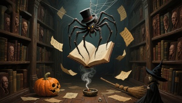 神秘图书馆中的魔法蜘蛛