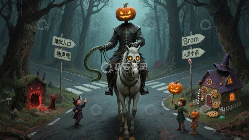 高清大图下载【趣麦麦图】南瓜头骑士与童话森林