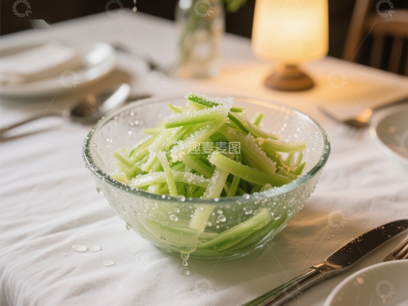 高清大图下载【趣麦麦图】清新蔬菜沙拉置于玻璃碗中