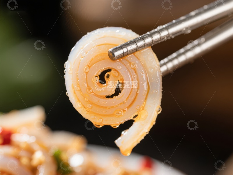 高清大图下载【趣麦麦图】筷子夹起螺旋切片的食材