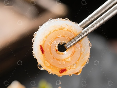 筷子夹起的美味螺片