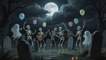 月夜墓地骷髅狂欢