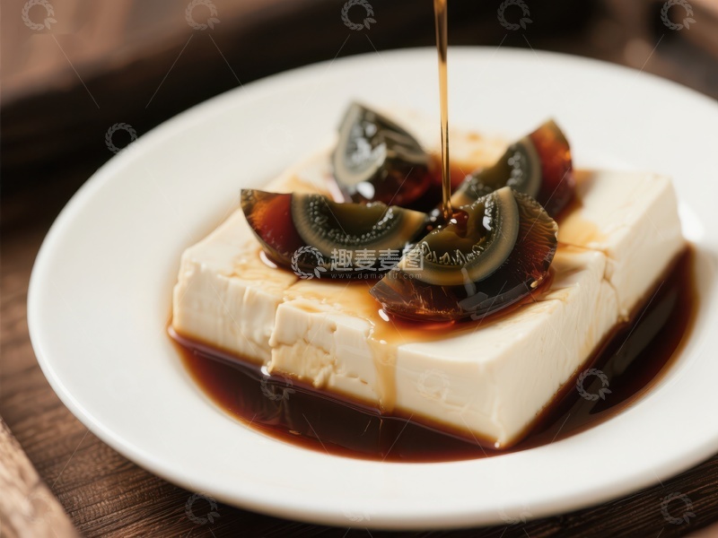 高清大图下载【趣麦麦图】皮蛋豆腐配酱油，经典中式凉菜
