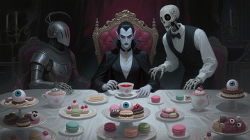 奇幻茶会：吸血鬼与骷髅的盛宴