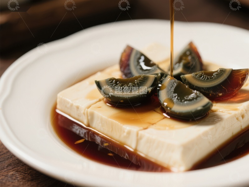 高清大图下载【趣麦麦图】皮蛋豆腐配酱油，经典中式凉菜