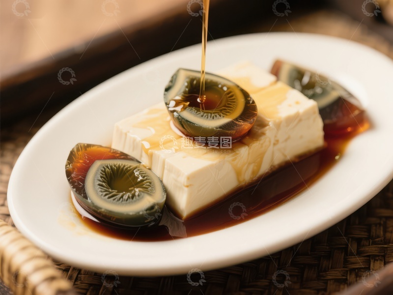 高清大图下载【趣麦麦图】皮蛋豆腐配酱油，传统美食