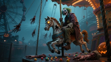 夜幕下的诡异旋转木马