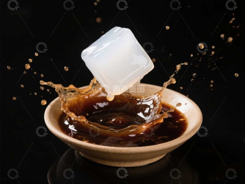 高清大图下载【趣麦麦图】冰块落入咖啡溅起水花