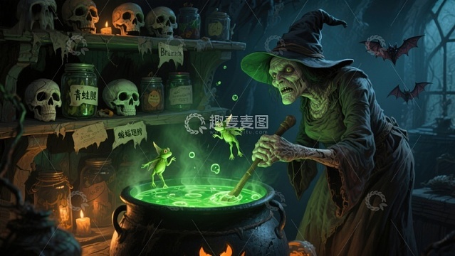 女巫在魔法实验室施法