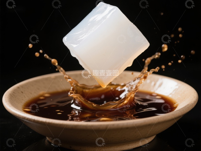 高清大图下载【趣麦麦图】冰块落入深色液体溅起水花