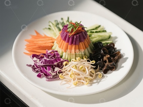 色彩缤纷的蔬菜沙拉盘