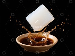 茶杯倾倒，茶水溅入碗中