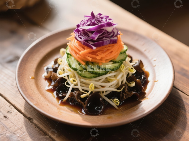 高清大图下载【趣麦麦图】色彩缤纷的蔬菜沙拉塔