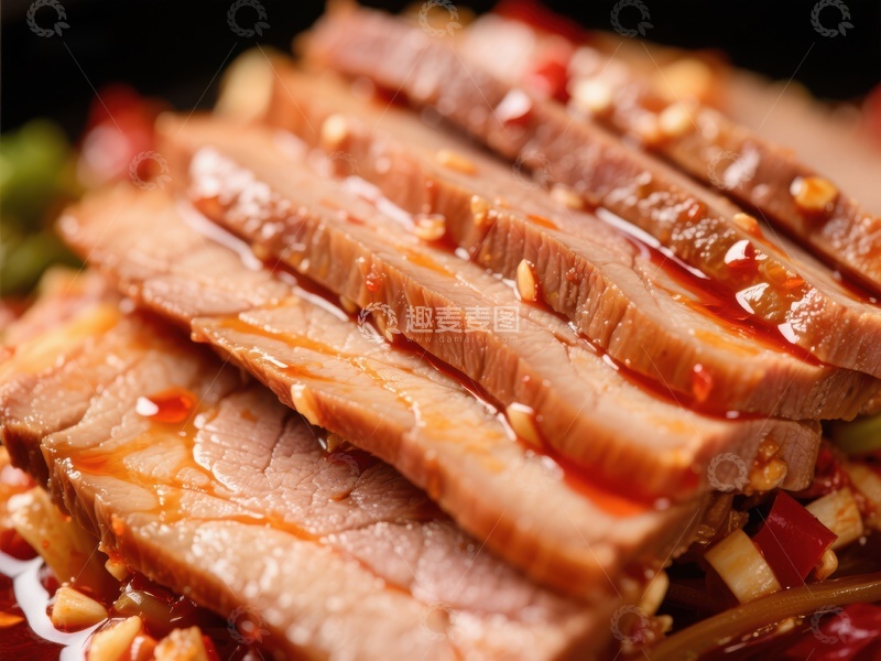 高清大图下载【趣麦麦图】麻辣牛肉片特写