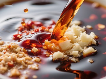 酱油浇淋蒜末辣椒特写