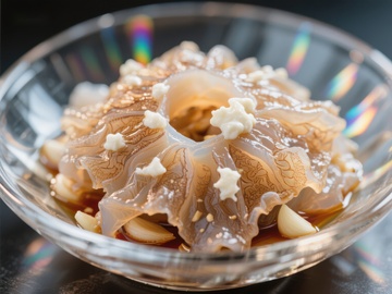 透明海蜇配蒜末，清新美味