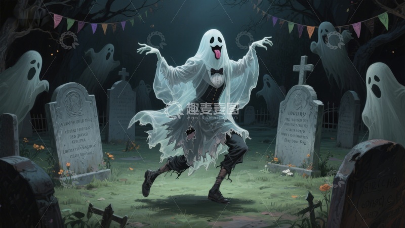 高清大图下载【趣麦麦图】墓地中的欢乐幽灵