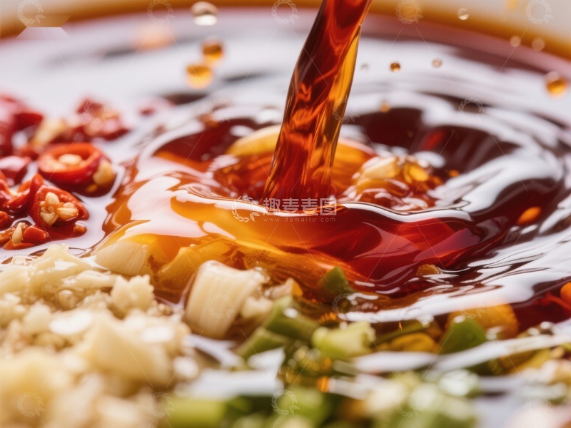 高清大图下载【趣麦麦图】热辣酱汁倾泻，食材交融瞬间