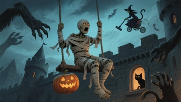 万圣节木乃伊荡秋千