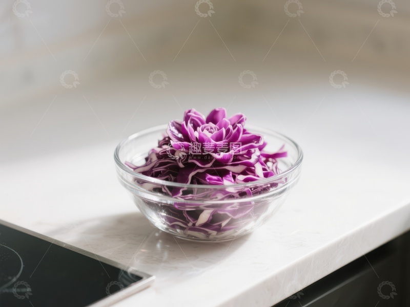 高清大图下载【趣麦麦图】透明碗中的紫色卷心菜
