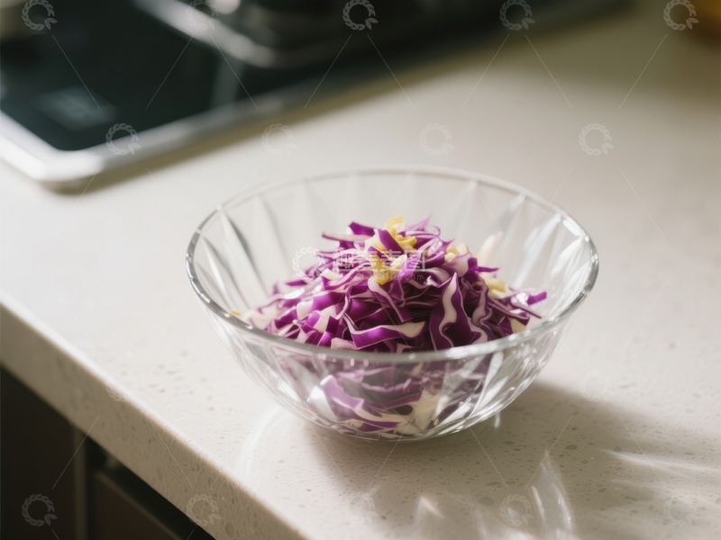 高清大图下载【趣麦麦图】透明碗中的紫甘蓝沙拉