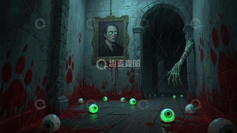 高清大图下载【趣麦麦图】血迹走廊与诡异肖像