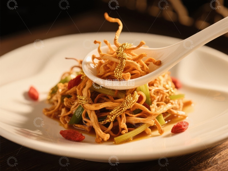 高清大图下载【趣麦麦图】精致金针菇菜肴特写