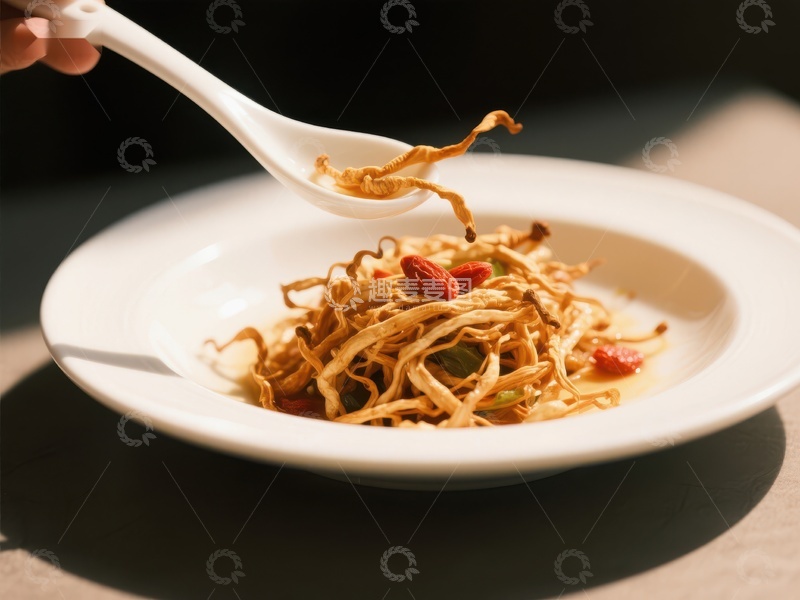 高清大图下载【趣麦麦图】勺子舀起的炒面特写