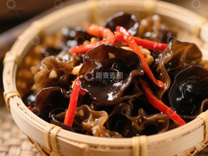 高清大图下载【趣麦麦图】木耳拌红椒，美味家常菜