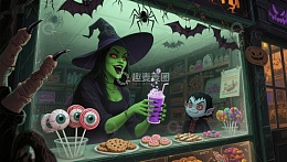 万圣节糖果店的奇幻场景