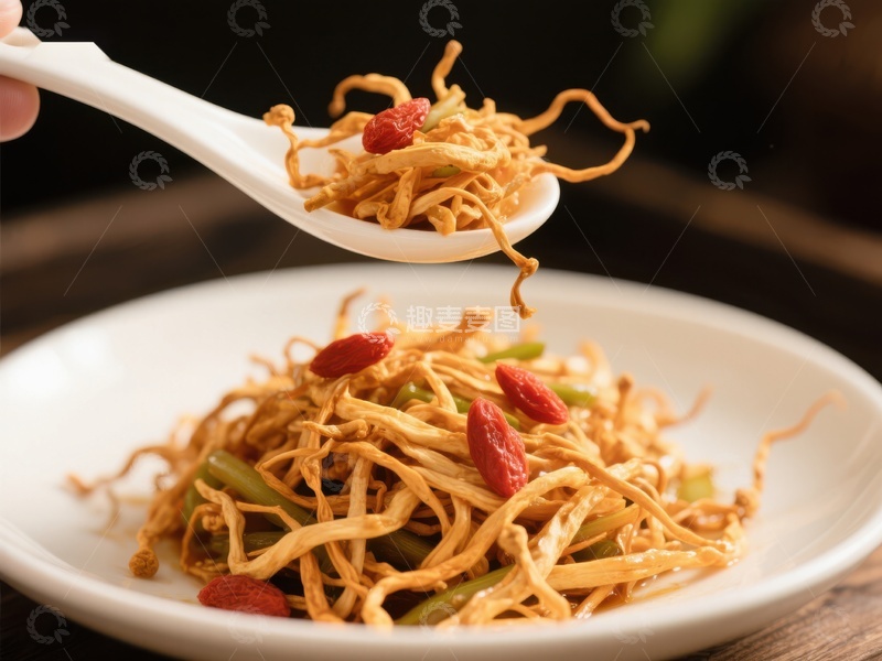 高清大图下载【趣麦麦图】精致凉拌豆丝，枸杞点缀美味