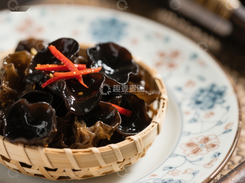 高清大图下载【趣麦麦图】木耳拌红椒，清新美味