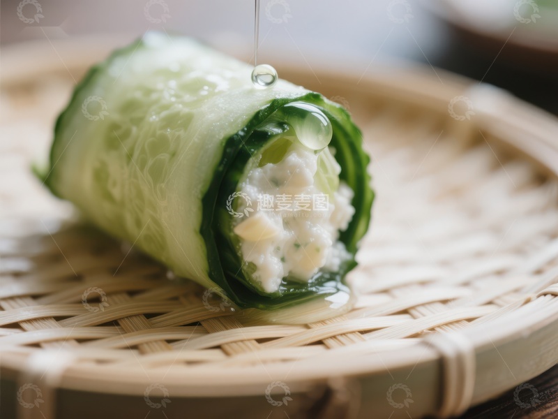 高清大图下载【趣麦麦图】黄瓜卷配奶油馅料
