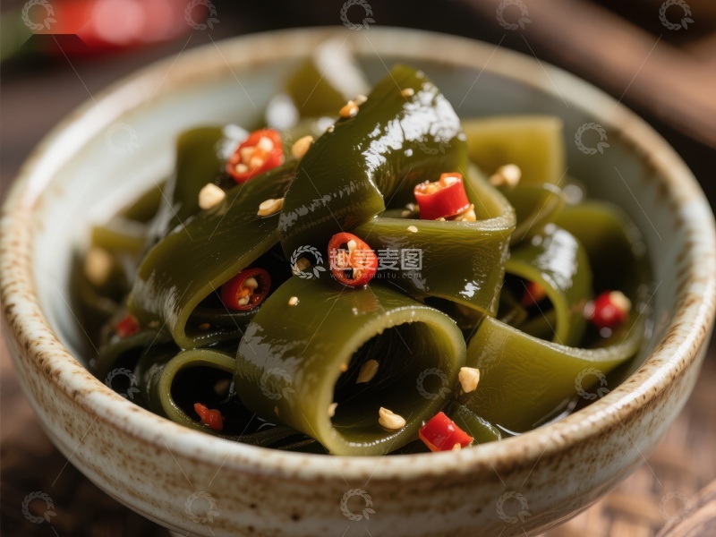 高清大图下载【趣麦麦图】辣味海带丝美食特写