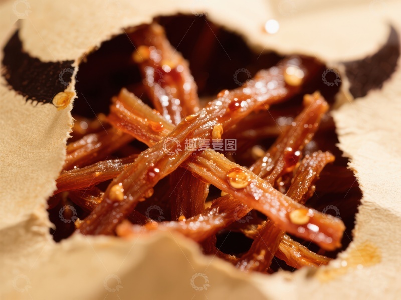 高清大图下载【趣麦麦图】袋装辣味牛肉干特写