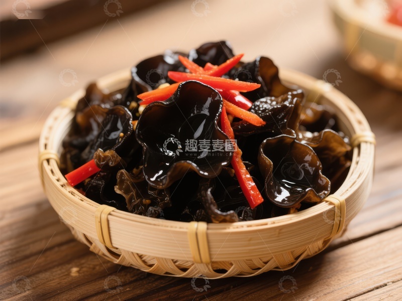 高清大图下载【趣麦麦图】木耳拌红椒，清爽可口的家常凉菜