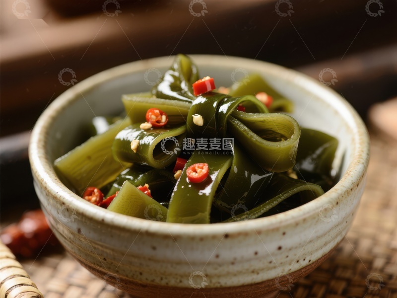 高清大图下载【趣麦麦图】海带拌辣椒，美味小菜