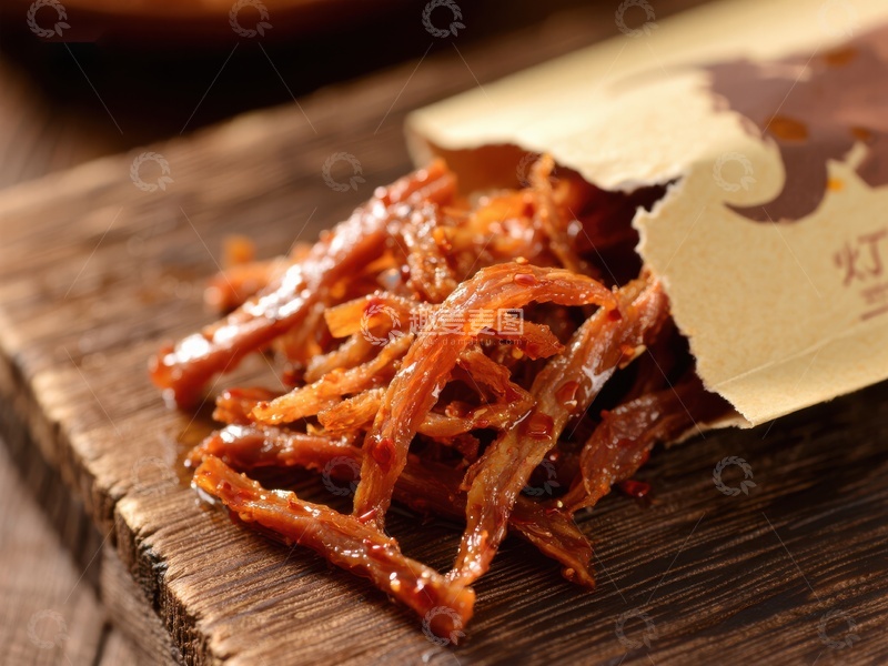 高清大图下载【趣麦麦图】麻辣牛肉干特写