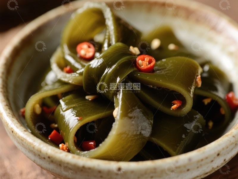 高清大图下载【趣麦麦图】辣味海带卷，美味可口的凉菜