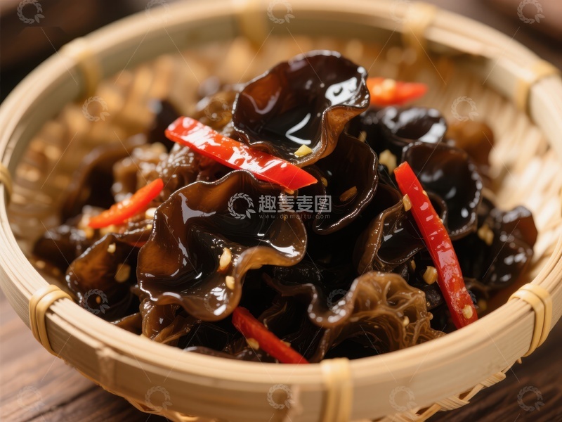 高清大图下载【趣麦麦图】木耳拌红椒，美味家常菜
