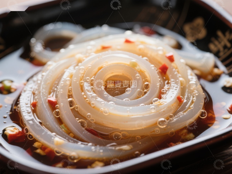 高清大图下载【趣麦麦图】晶莹剔透的凉粉配以辣椒油