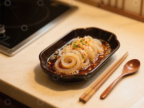 精致凉菜摆盘，配以木质餐具