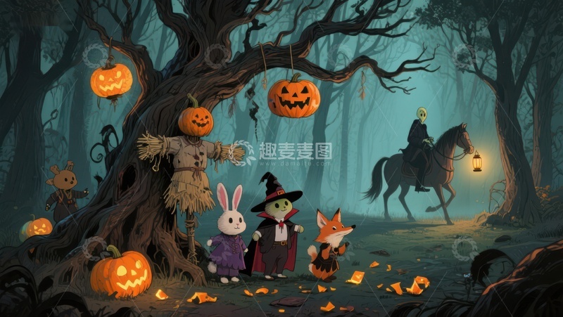高清大图下载【趣麦麦图】万圣节森林中的奇幻冒险