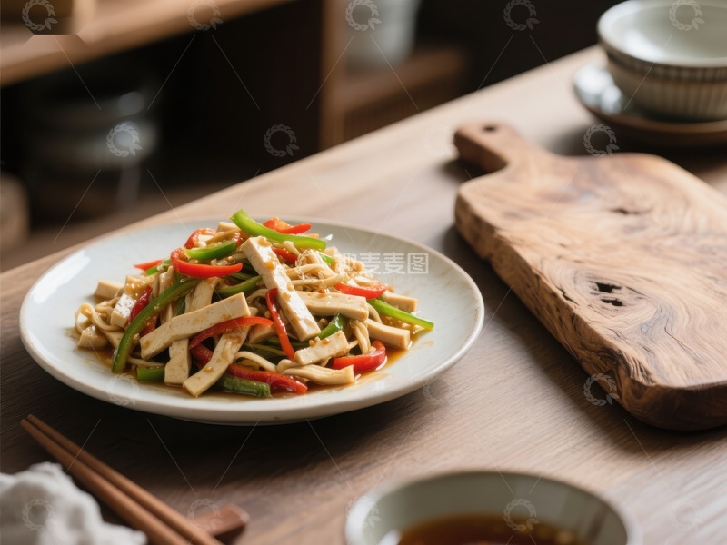 高清大图下载【趣麦麦图】中式炒菜，色彩鲜艳的蔬菜与豆腐